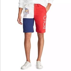 Men’s Polo Ralph Lauren Bear Shorts Sz 33 USA Flag